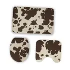 Bathroom Rug Set of 3 (U-Shape Contoured Toilet Rug & Rug & One Size Cow Print