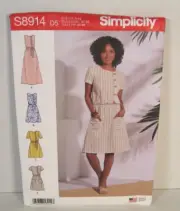 Simplicity 8914 Dress (Sleeve Variations) & Belt Misses' 4-12 Pattern Uncut