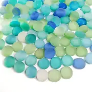 500 PCS Frosted Sea Glass Gems Flat Marbles Aquarium Pebbles for Vase Fillers,Cr