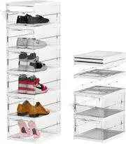 Shoe Box Storage Case Clear Boxes Foldable Stackable Transparent Organizer
