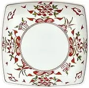 Arita Ware Plate, Square Plate, Handpainted Denpei Kiln, Mannyaku Red Picture, Square Plate, M, Approx. 6.7 inches (17 cm)