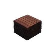 10 PCS Interlocking Deck Tiles, 12"x12" Square Acacia Hardwood Flooring