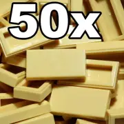 NEW LEGO - TILES - 1 x 2 - Tan tile x 50 - 1x2 smooth flat tiled