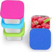 Stainless Steel Snack Containers for Kids, Toddler Snack Containers, Leak-Proof Metal Food Storage Containers with Lid Lunch Box for Daycare School Travel, Small Bento Box,4 * 6oz