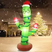 7 Ft Christmas Inflatable Outdoor Decoration Blow-Up Cactus with LED Lights H...
