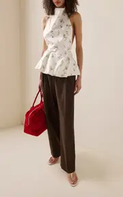 [Magda Butrym] Open Back Silk Taffeta Peplum Top