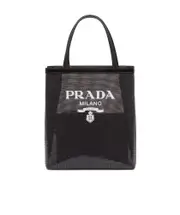 Small sequined mesh tote bag One size black