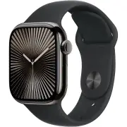 Apple Watch Series 10 42mm Slate Titanium Case GPS + Cellular Sport Band (S/M) (Black)