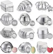 Nuogo 24 Pcs 12 Shapes Bath Bomb Molds Metal Bath Bomb Making for Crafts DIY Kit Candle Soap Making Molds Crafting Press Mould Handicrafts Supplies Gifts for Birthday