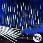 Meteor Shower Lights Outdoor, 11.8 Inches 8 Tubes 192 LED Snowfall Lights, Water