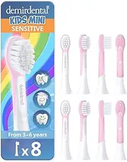[demirdental] Kids Mini Toothbrush Heads Compatible with Philips Sonicare Kids Toothbrush Heads - Replacement Heads Mini Extra Soft - Brush Heads Mini from Ages 3 and up - Pink - HX6038-8 Pack
