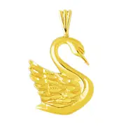 14K Gold 27MM Swan Pendant