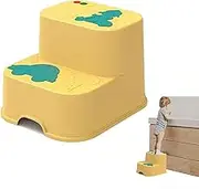 Kids Step Stool, 2 Step Stool for Toddler Toilet Potty Training, Child Kitchen Counter Stool Helper, Non-Slip Two Step Stool for Kitchen Home Toilet Bedroom (Yellow)