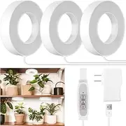 Ceiling Grow Light for Indoor Plants, Full Spectrum LED Halo Plant Light,Automatic Timer 3/9/12H,4 Dimmable Brightness Levels,5V Safe Voltage Growing Lamp,Ideal for Small Plants (3-in-1)