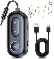Bluetooth 5.4 Car Adapter AUX Receiver [Stronger Dual Mics & Noise...