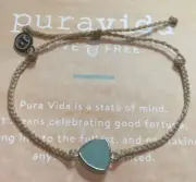 Pura Vida Chalcedony Charm Bracelet- Blue/Beige, FAST FREE SHIPPING