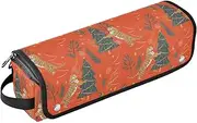 [sanluoli] 2-in-1 Curling Iron Travel Case with Heat Resistant Mat Heating Tools Travel Bag Organizer Tigers Red Trees Christmas Travel Bag for Hair Tools