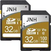 Set of 2, SD Card, SDHC Card, 32 GB, JNH, Ultra High Speed, Class 10, UHS-I U1, V10 Compatible, Eco Packaging