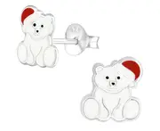 Children's Silver Polar Bear Stud Earrings
