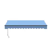 ALEKO Manual Retractable Home Patio 12 x 10 ft Awning Sky Blue Canopy