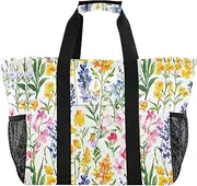 [sanluoli] Large Tote Bag For Women Foldable Beach Tote With Compartments Canvas Car Tote Bag, Fireweed Beauty Flowers, 1 size