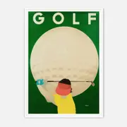 Galrie Razzia Vintage Golf Poster - Retro Sports Art Print for Home Decor, White Frame, A3 30 x 42cm (12 x 16inch)