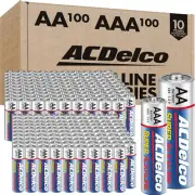 200 AA & AAA Batteries Combo Pack (100 Each) - 10 Year Shelf Life