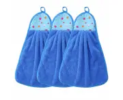 3Pcs Coral Velvet Hand Towel Kitchen Bathroom Hanging Towel Absorbent Hand Towel Small Towel Toilet Wipe Hand Towel 30*40Cm,Blue