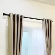 Extendable Steel Black Curtain Rod with Quiet Rail Pommel Set