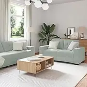 3 Piece Sofa Set with Cushions for Living Room, Light Grey Velvet Couch, Modern Upholstered Seating