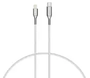 Cygnett Armoured Lightning to USB-C Cable (1M) - White (CY2800PCCCL), 30W, Braided, 20K Bend, MFi, Fast Charge, 0-50% Charge in 30mins, 5 Yr. WTY.