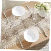 Gold Farmhouse Table Runner with Flower Design. 48 Inch Dining Table Runner