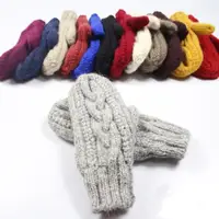 在飛比找ETMall東森購物網優惠-毛線手套女羊毛針織手套女百搭冬季韓國可愛全指連指手套加絨保暖