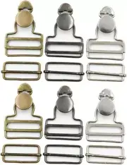 6 Sets Overall Buckles Metal Suspender Replacement Buckles with Rectangle Buckle