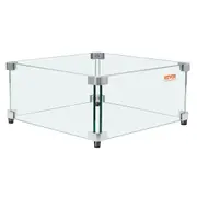 Gas Fire Pit Wind Guard for Square Fire Table, 493 x 493 x 191 mm Clear Tempered Wind Guard for Firepits, 8mm Thick Square Glass Shield, Glass Panel with Hard Corner Bracket &