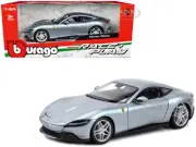 FERRARI ROMA GRAY METALLIC 1/24 DIECAST MODEL CAR BY BBURAGO 26029