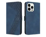 PU Leather Wallet Case for Iphone 15 Pro Phone Cover with Card Holder Slots-Blue