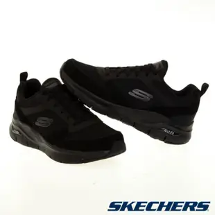 SKECHERS ARCH FIT 黑色綁帶式運動男鞋（232101BBK）