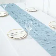 12"x108" DUSTY BLUE Taffeta TABLE RUNNER 3D Leaves Petals Design Party Events