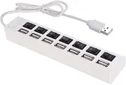 7 Ports USB Hub Splitter with On/Off Switches Long Cord for Laptop Desktop PC Computer Charging Devices Data Transfer White