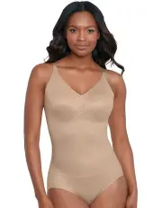 [Miraclesuit Shapewear] Comfy Curves Wireless Padded Cup Shaping Bodysuit in Warm Beige