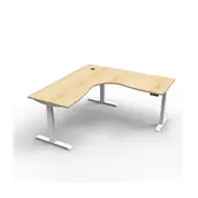 1500Mm Corner Workstation Natural Oak And White
