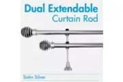 DOUBLE Curtain Rods & Finial Sets, Extendable from 120cm-380cm SATIN 25/28mm