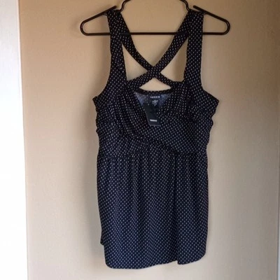 Torrid Polka Dot Black White Cross Strap Tank Top Size 0 New a with Tags