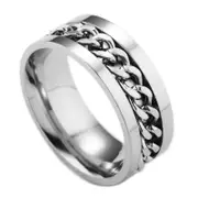 Titanium Steel Rotating Chain Finger Rings Fashion Style Steel Ring For Men WHITE COLOR