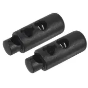 10pcs Plastic Cord Locks (0.94" x 0.27") Double Hole Spring End Toggle Stoppers