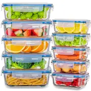 Stelive 10 PCs Glass Storage Food Containers, Glass Meal Prep Containers, Airtight Lunch Bento Boxes with Snap Locking Leakproof Lids for Microwave