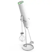 White Usb Rechargeable Milk Frother 3 Speed Handheld Electric Whisk With Stand Milk Frothers