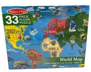 Melissa & Doug World Map Jumbo Jigsaw Floor Puzzle 33 Pieces, 2 x 3 Feet New