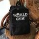 World Gym全黑素色後背包 男女可揹